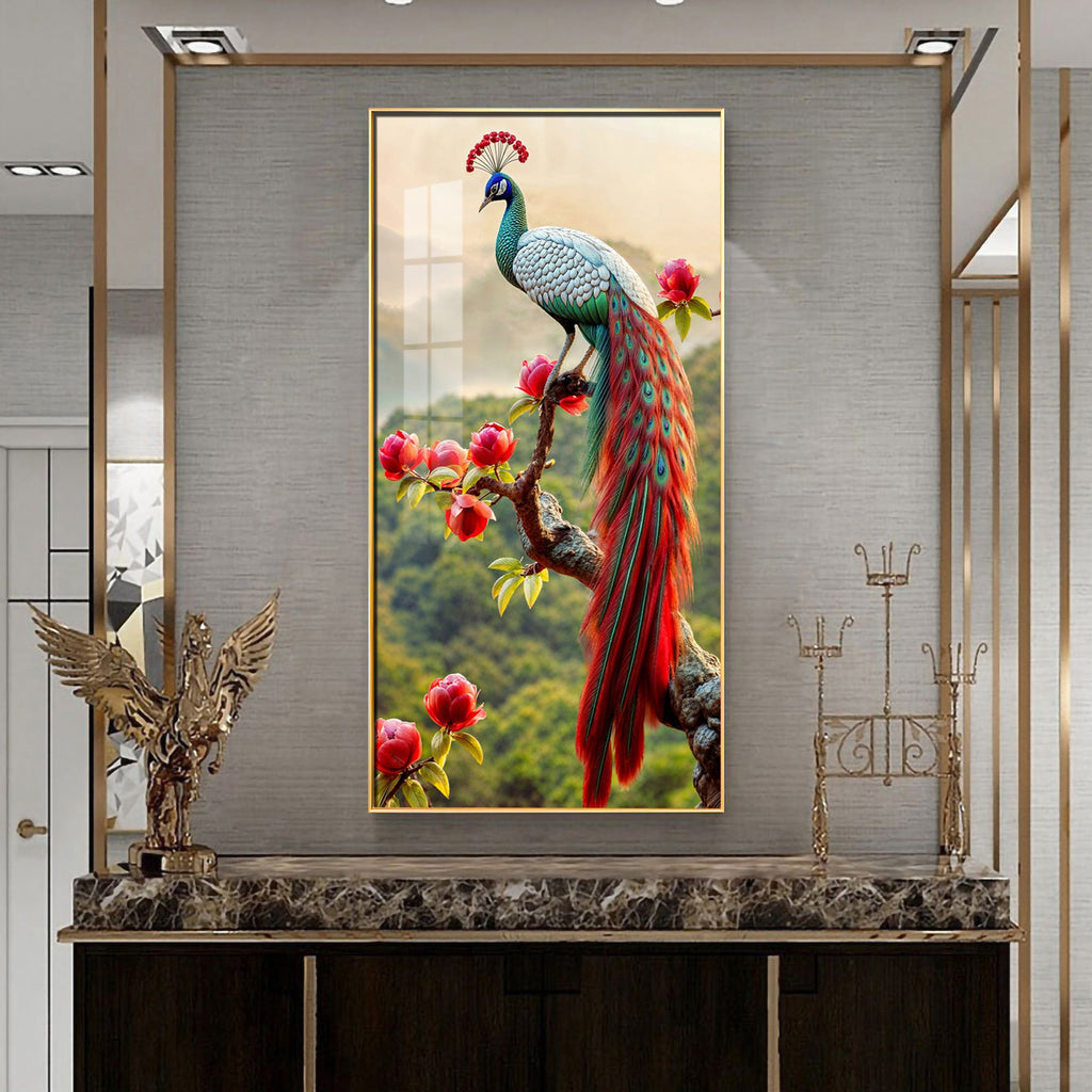 The Peacock Artistry Premium Acrylic Vertical Wall Art
