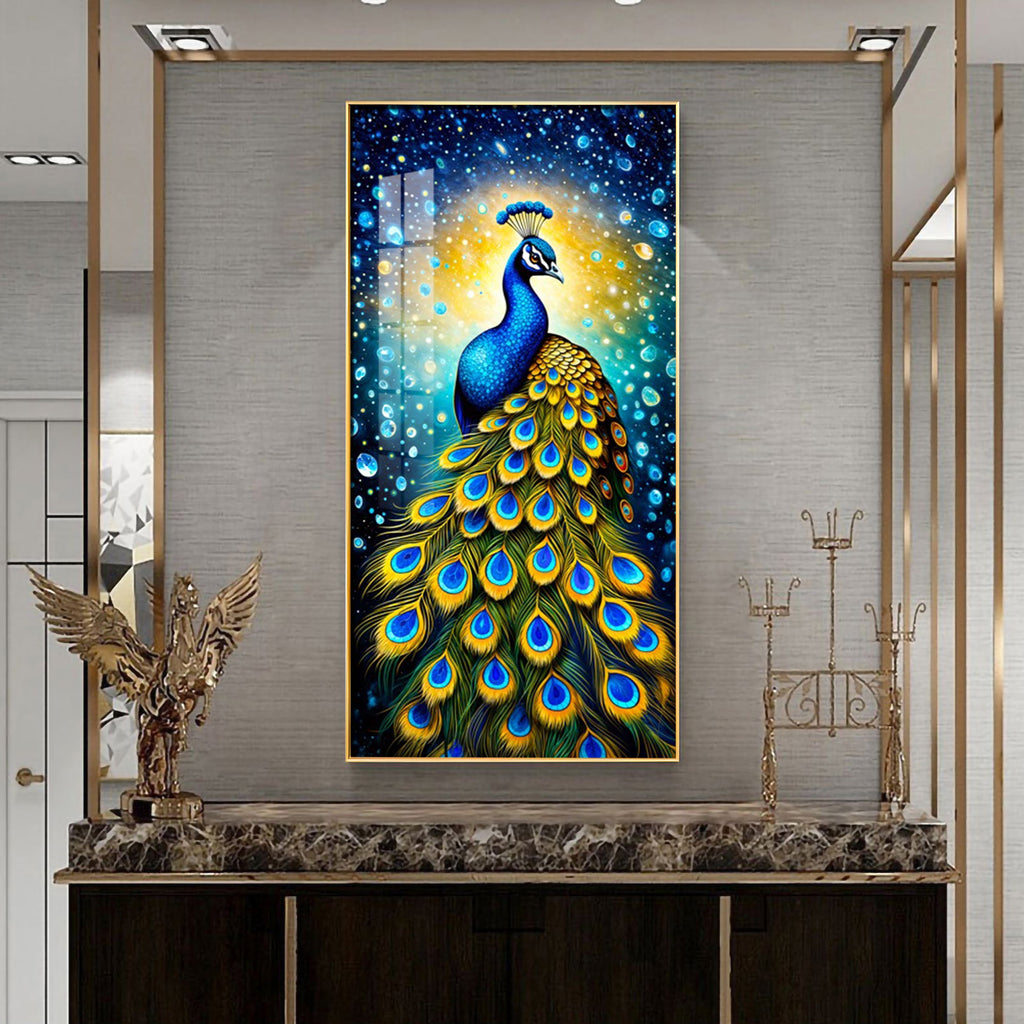 Peacock Majesty Premium Acrylic Vertical Wall Art