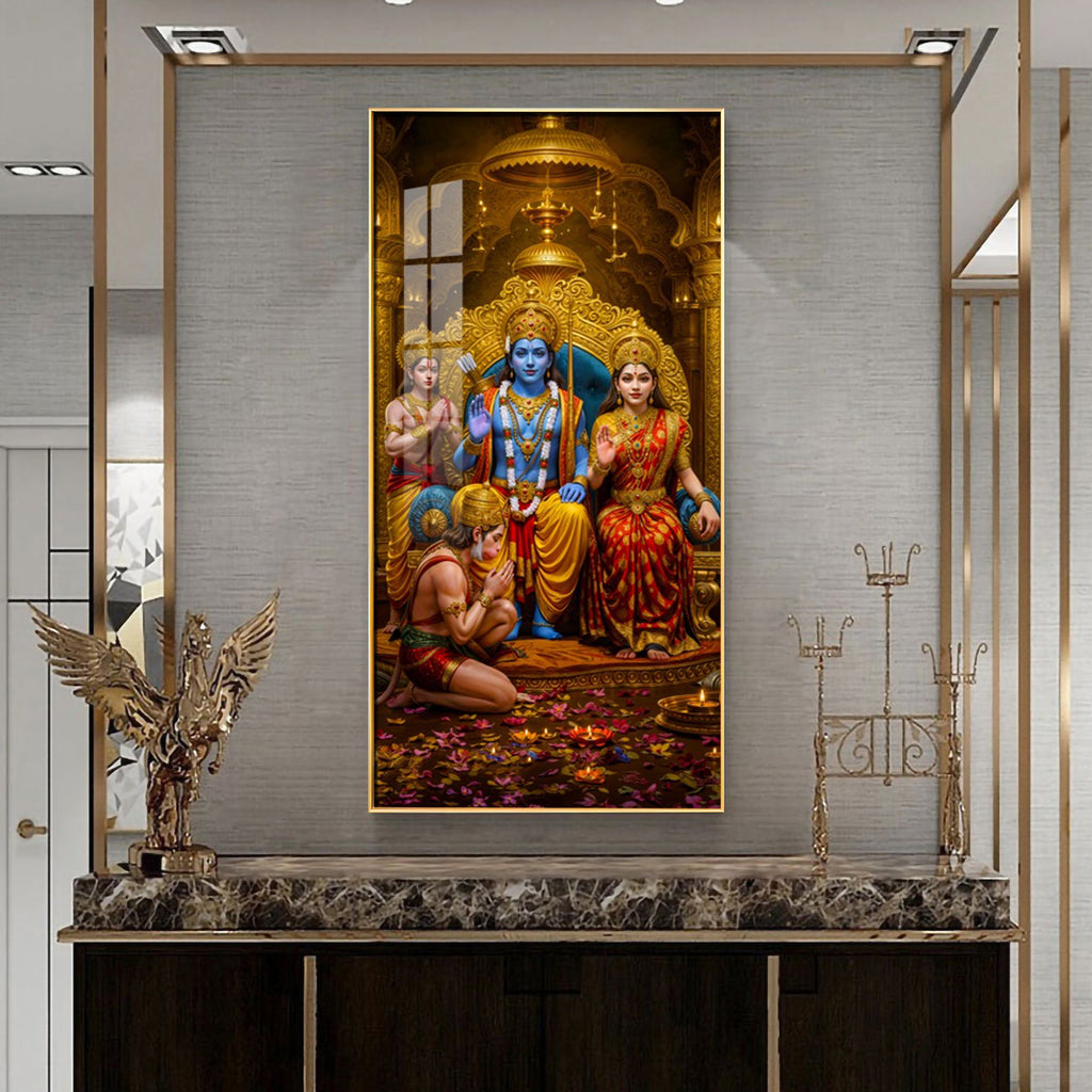 Devotion Of Hanuman Premium Acrylic Vertical Wall Art