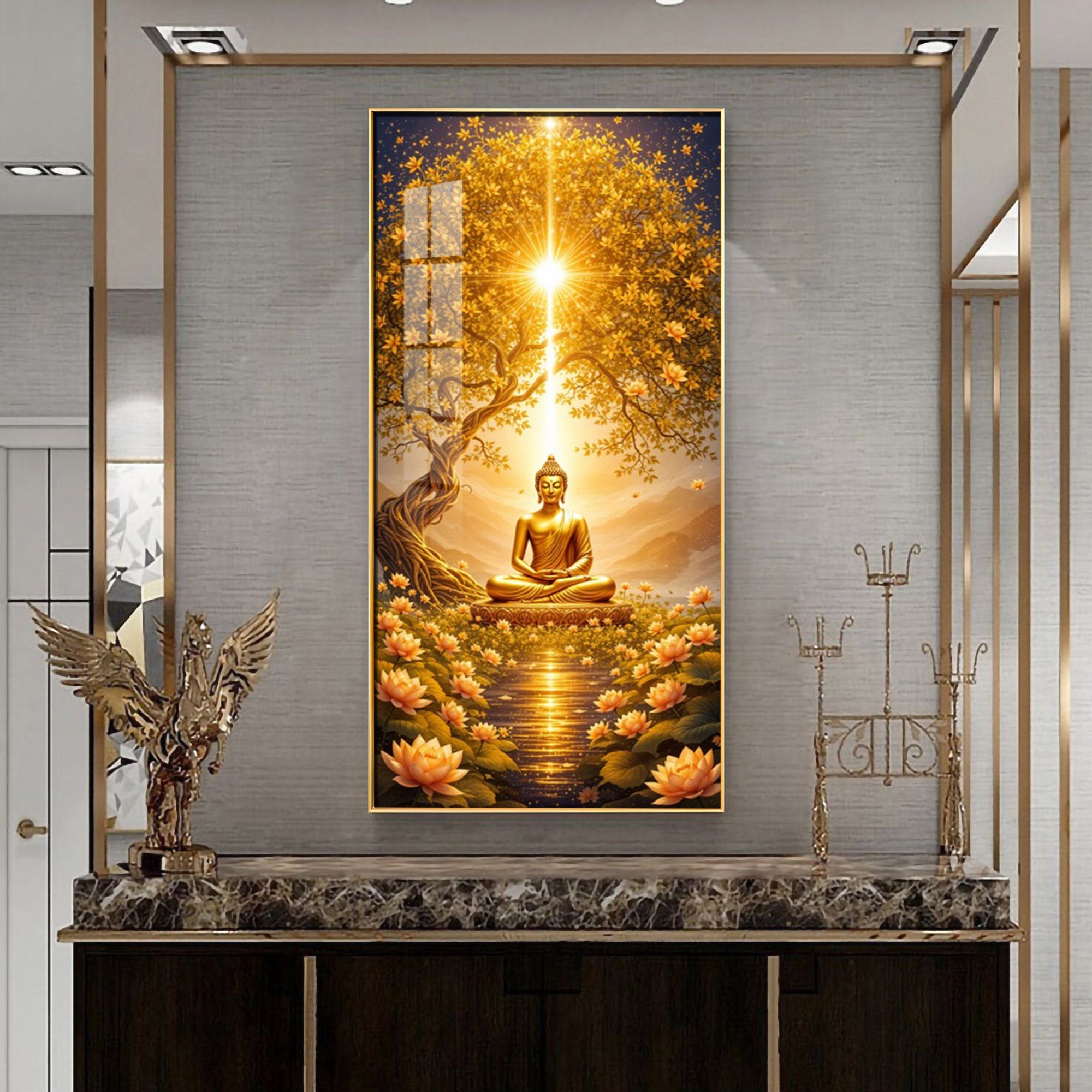 Buddha's Embrace Premium Acrylic Vertical Wall Art