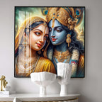 Radha And Krishna Melody Of Heart Premium Acrylic Square Wall Art