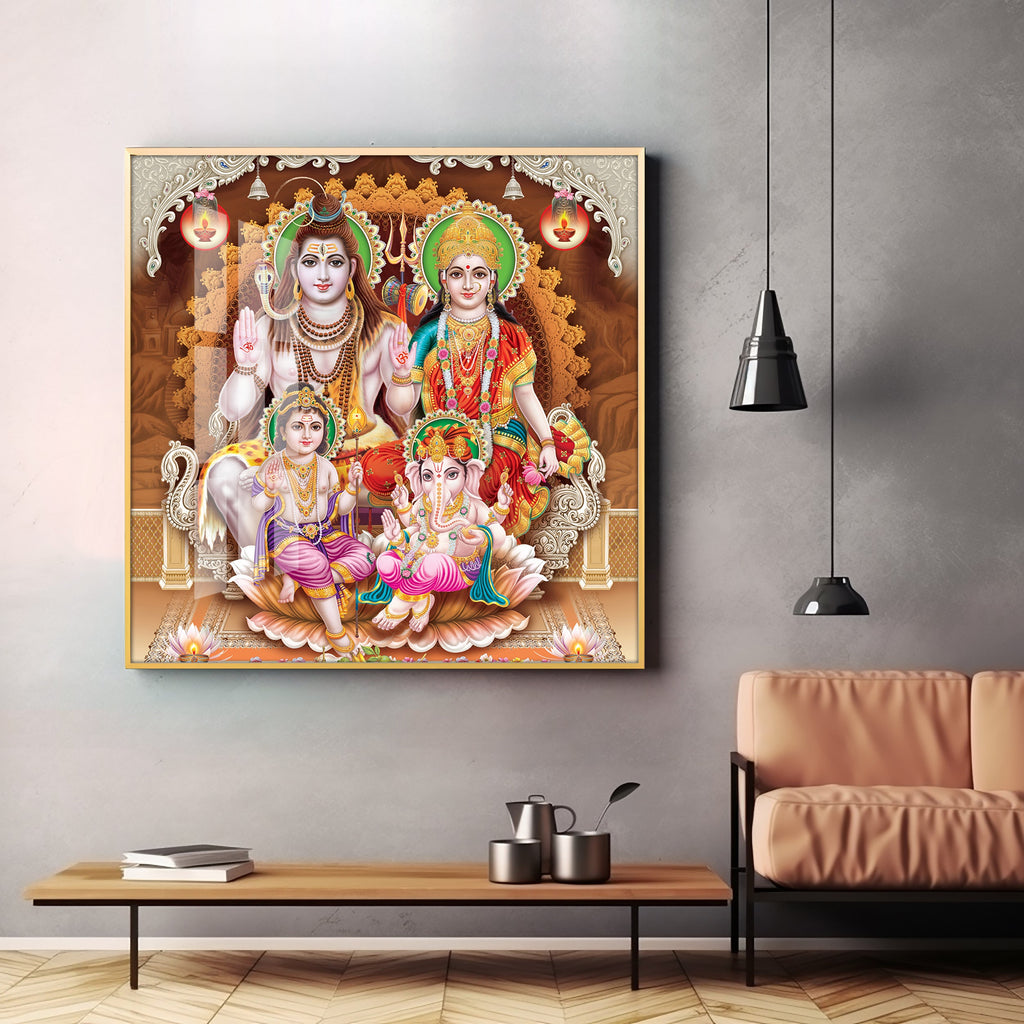Shiv Parivar Premium Acrylic Square Wall Art