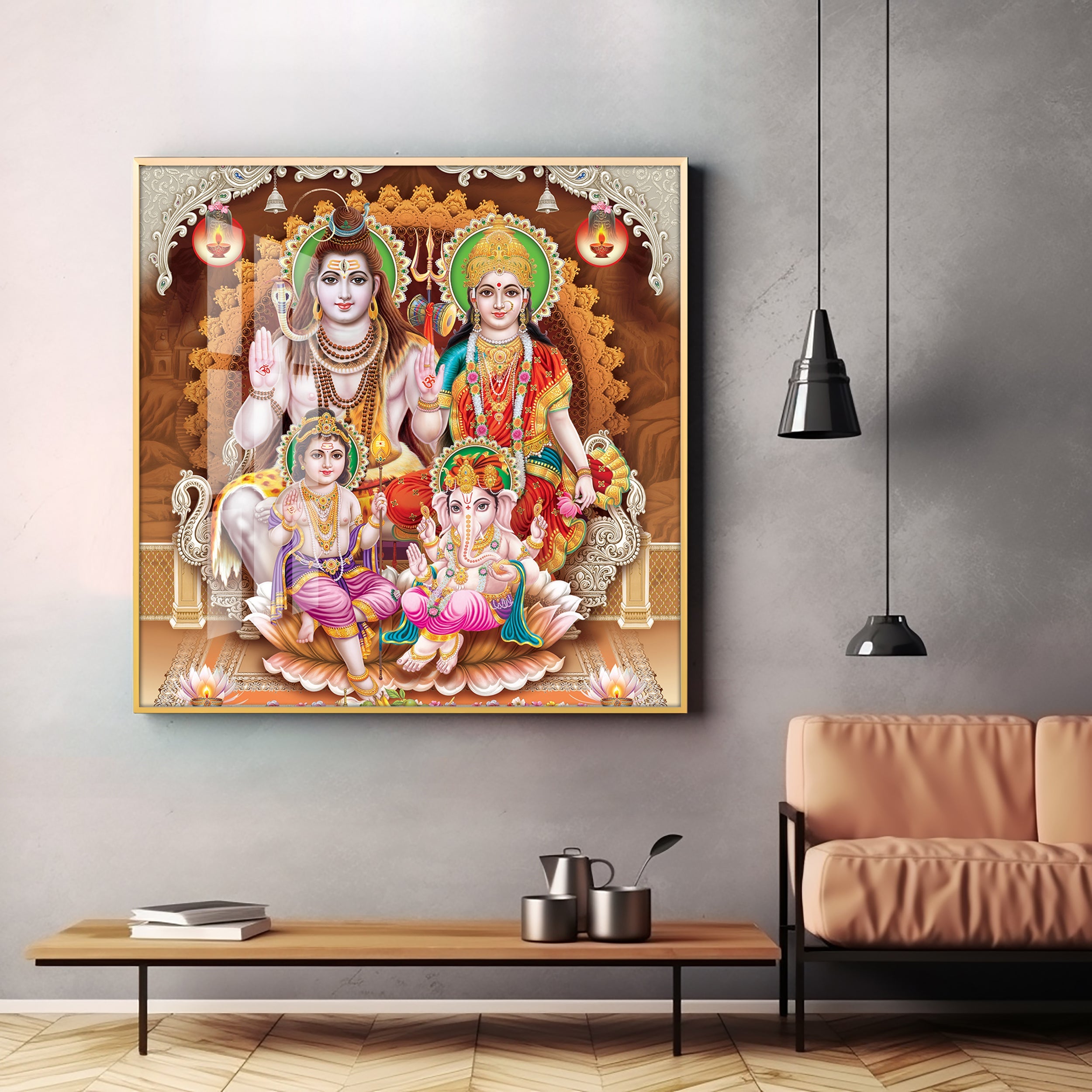 Shiv Parivar Premium Acrylic Square Wall Art