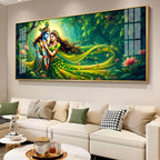Forest of Radha Krishna Eternal Love Premium Acrylic Horizontal Wall Art
