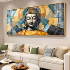 Abstract Buddha Face Portrait Premium Acrylic Horizontal Wall Art