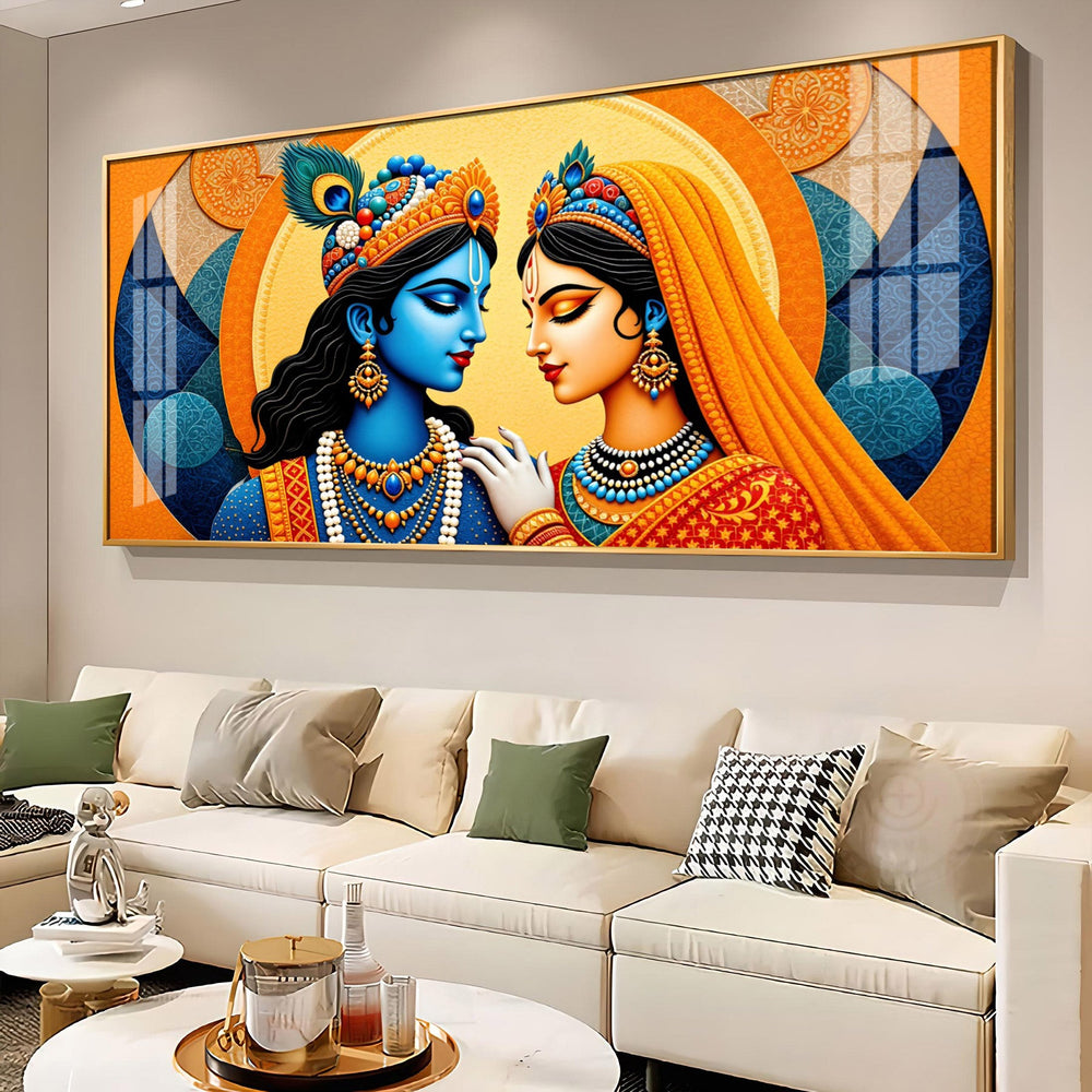 Abstract Radha Krishna Art Premium Acrylic Horizontal Wall Art