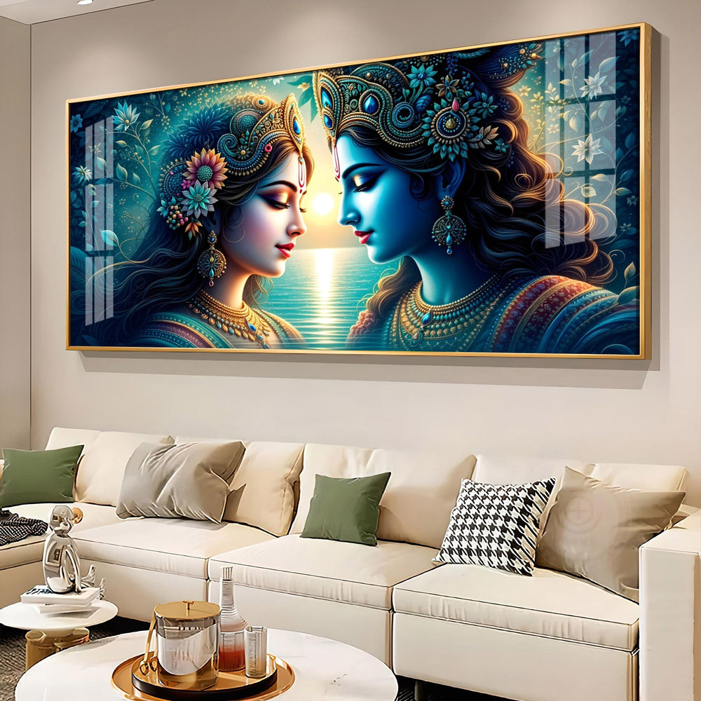 Radha Krishna Forestry Scene Premium Acrylic Horizontal Wall Art