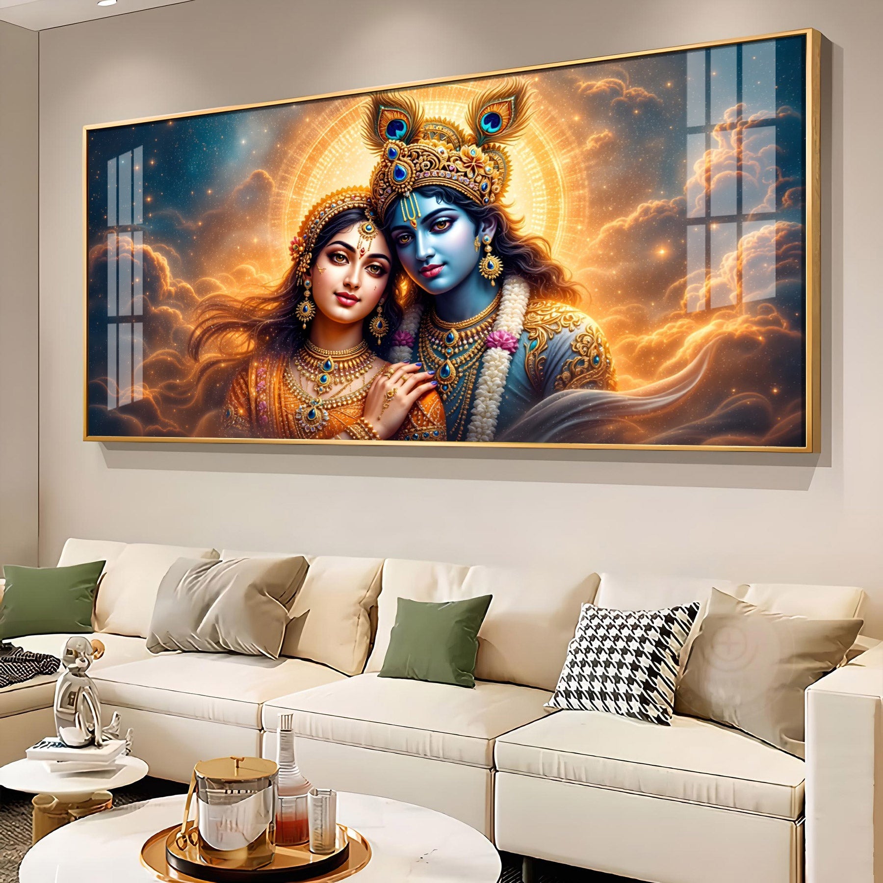 Divine Radha With Krishna Premium Acrylic Horizontal Wall Art
