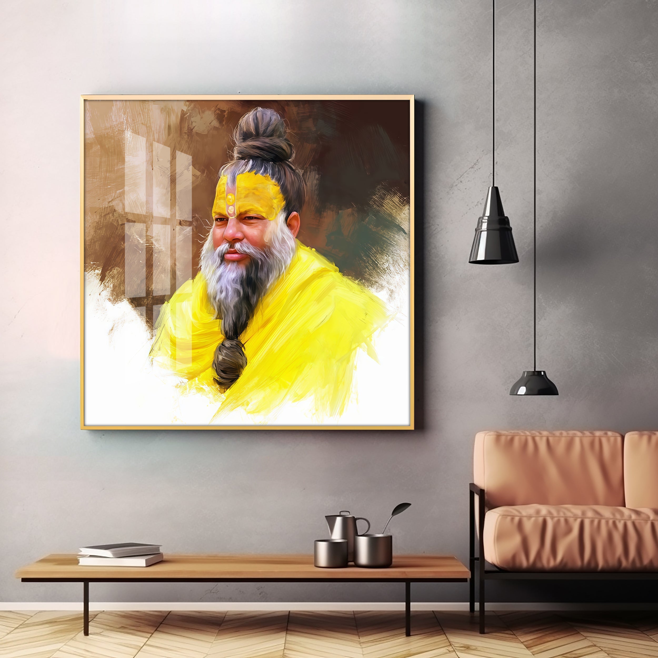 Premanand Ji Maharaj Premium Acrylic Square Wall Art