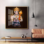 Lord Hanuman Ji and Neem Karoli Baba Premium Acrylic Square Wall Art