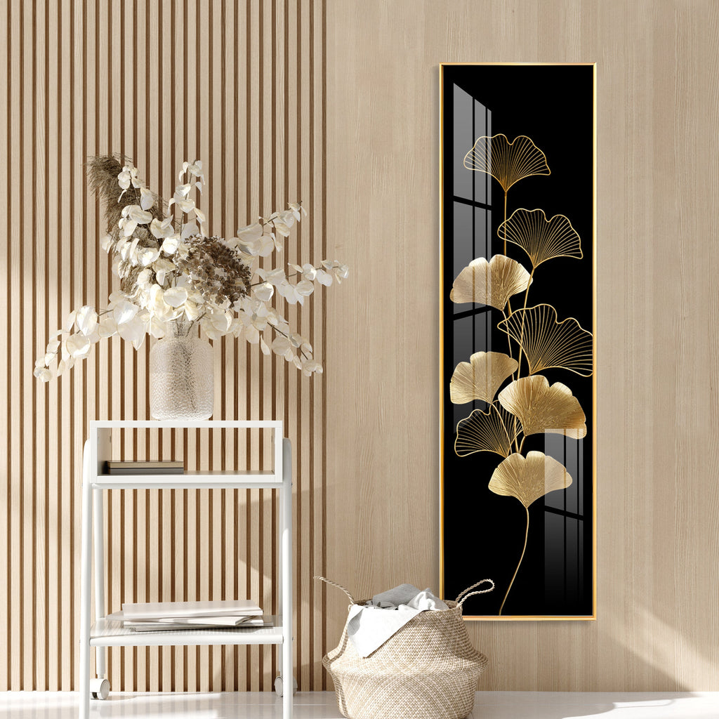 Ginkgo Leaf Design Premium Acrylic Vertical Wall Art