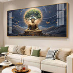 Meditating Buddha In Night Premium Acrylic Horizontal Wall Art