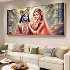 Radha Rani With Krishna Premium Acrylic Horizontal Wall Art