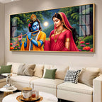 Krishna and Radha Mural Premium Acrylic Horizontal Wall Art