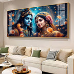Beautiful Radha With Krishna Premium Acrylic Horizontal Wall Art
