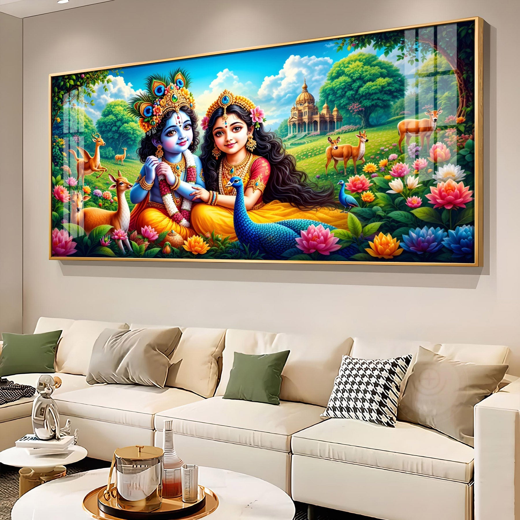 Natkhat Gopala & Radha Premium Acrylic Horizontal Wall Art