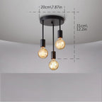 3 Bulbs Black Steel Rounded Shaped Ceiling Light