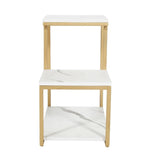 3 - Tier Modern Side Table with Storage Shelf with Golden Metal Finish - Decor Smart