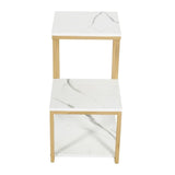 3 - Tier Modern Side Table with Storage Shelf with Golden Metal Finish - Decor Smart