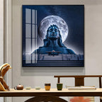 Moon Behind Mahadev Premium Acrylic Square Wall Art