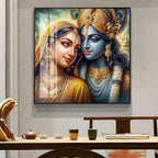 Radha And Krishna Melody Of Heart Premium Acrylic Square Wall Art