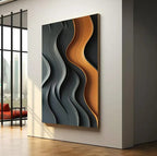 Flowing Curves Grey and Gold Modern 3D Wall Art