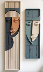 Twin Faces Modern 3D Wall Sculpture in Frames