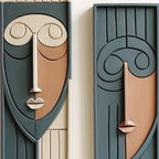 Twin Faces Modern 3D Wall Sculpture in Frames