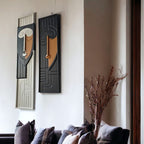 Twin Faces Modern 3D Wall Sculpture in Frames