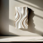 Calm White Waves with Gold Lines 3D Wall Art