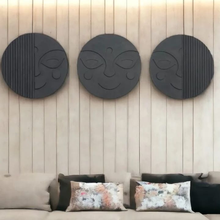 Stylish Round 3D Face Wall Hanging Decor Set