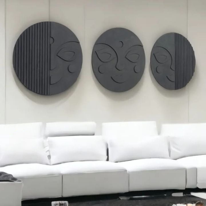 Stylish Round 3D Face Wall Hanging Decor Set