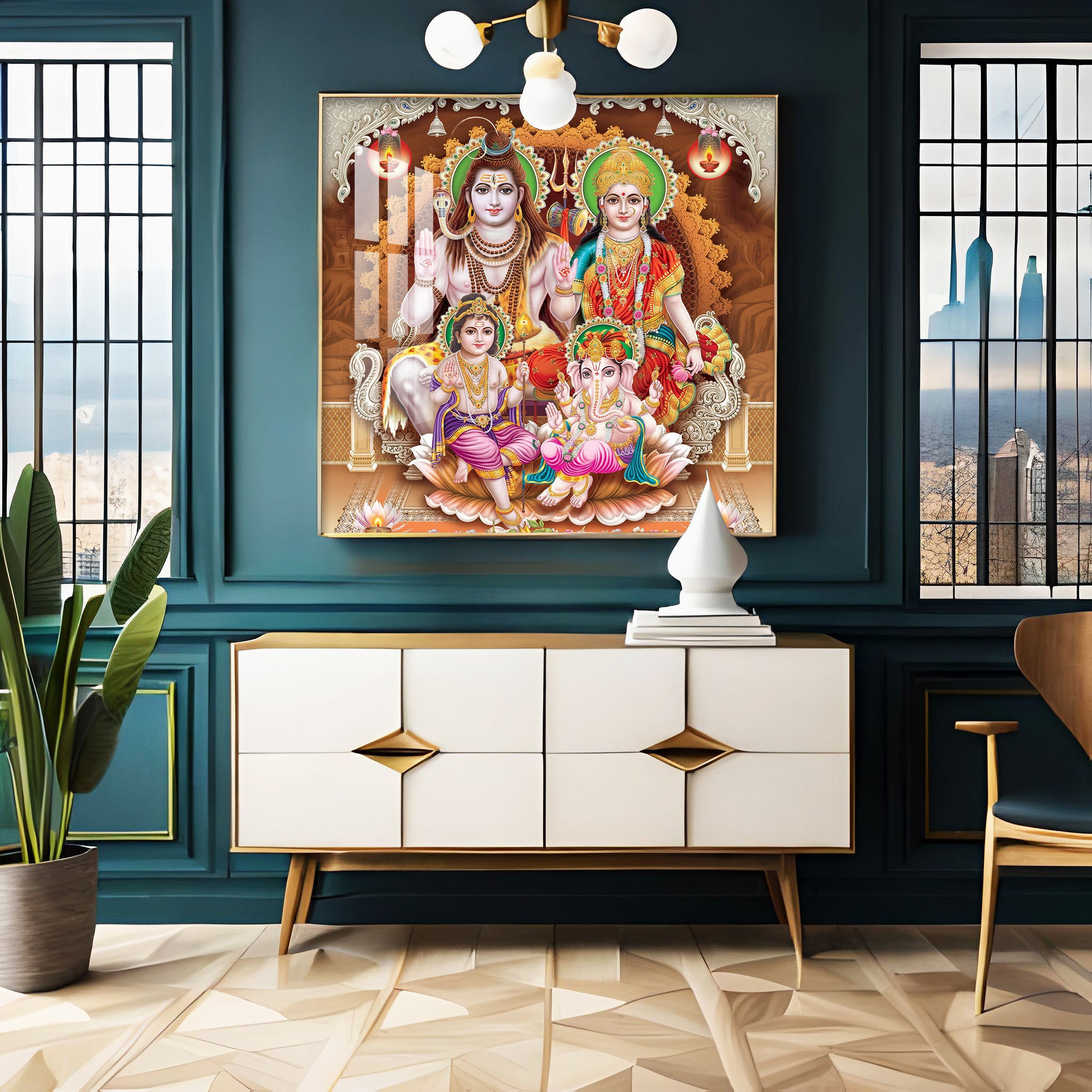 Shiv Parivar Premium Acrylic Square Wall Art