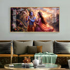 Radha Krishna Divine Love In Nature Premium Acrylic Horizontal Wall Art