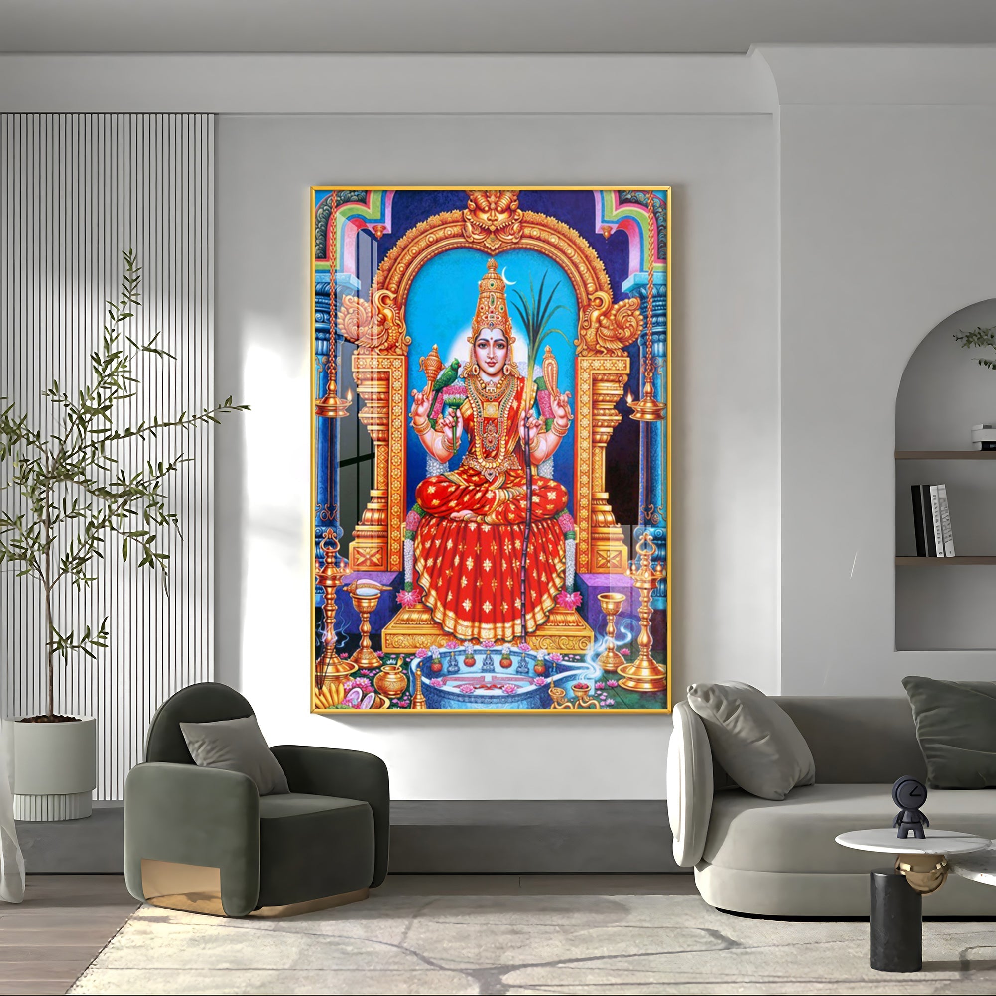 Goddess Kamakshi Amman Premium Acrylic Vertical Wall Art