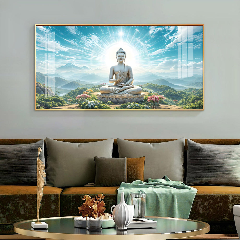 Serene Sunlit Buddha Premium Acrylic Horizontal Wall Art