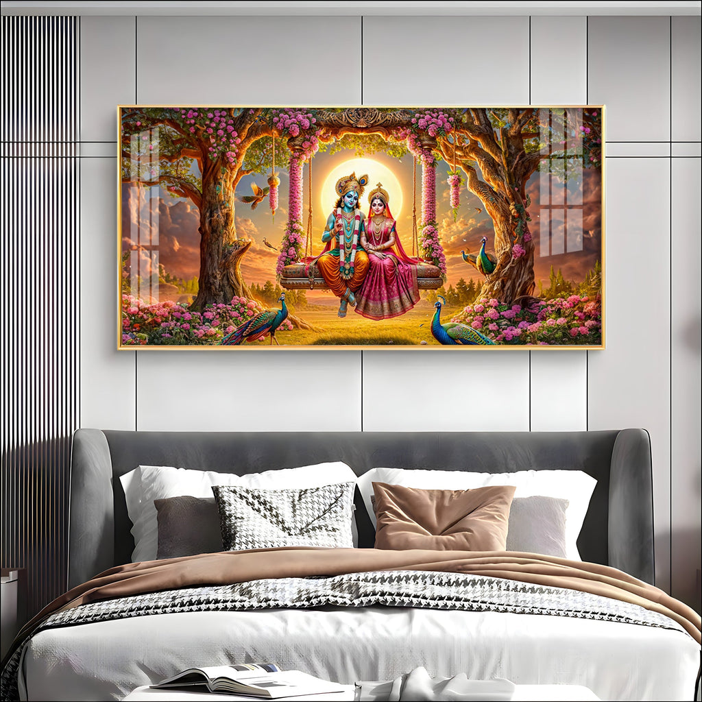 Krishna and Radha SeeSaw Premium Acrylic Horizontal Wall Art