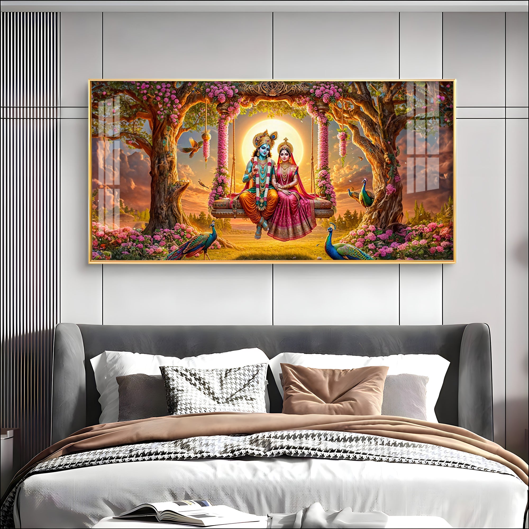 Krishna and Radha SeeSaw Premium Acrylic Horizontal Wall Art