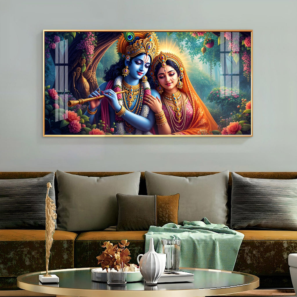 The Krishna-Radha Masterpiece Premium Acrylic Horizontal Wall Art