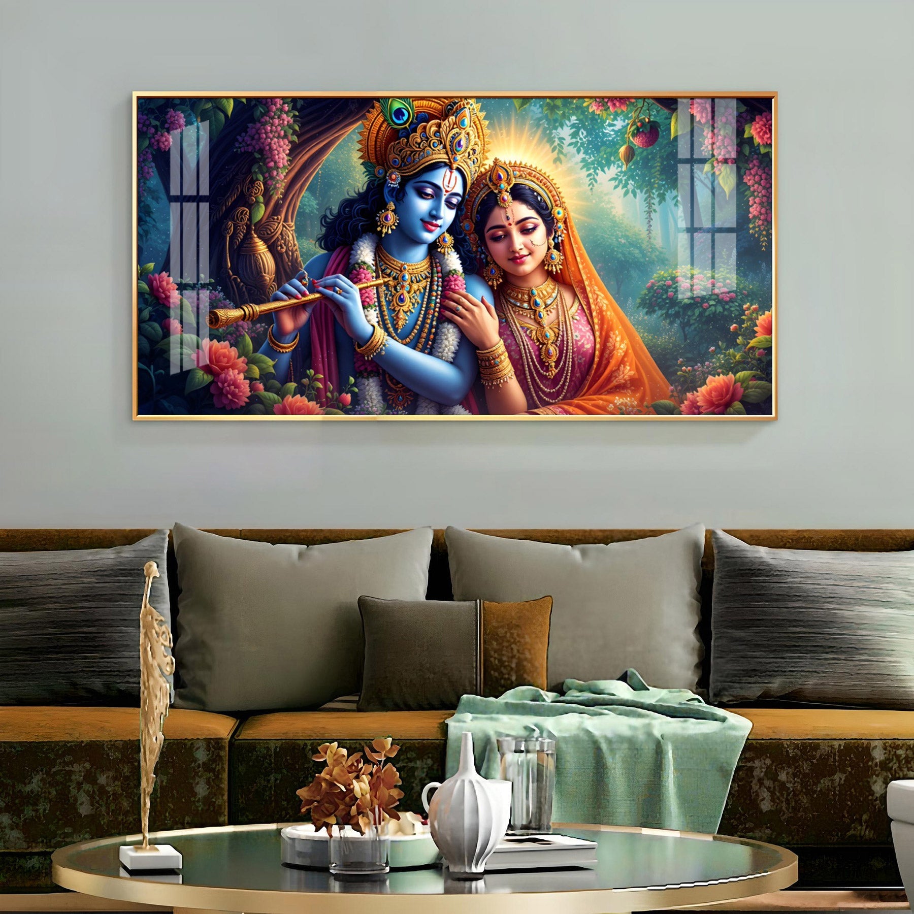 The Krishna-Radha Masterpiece Premium Acrylic Horizontal Wall Art