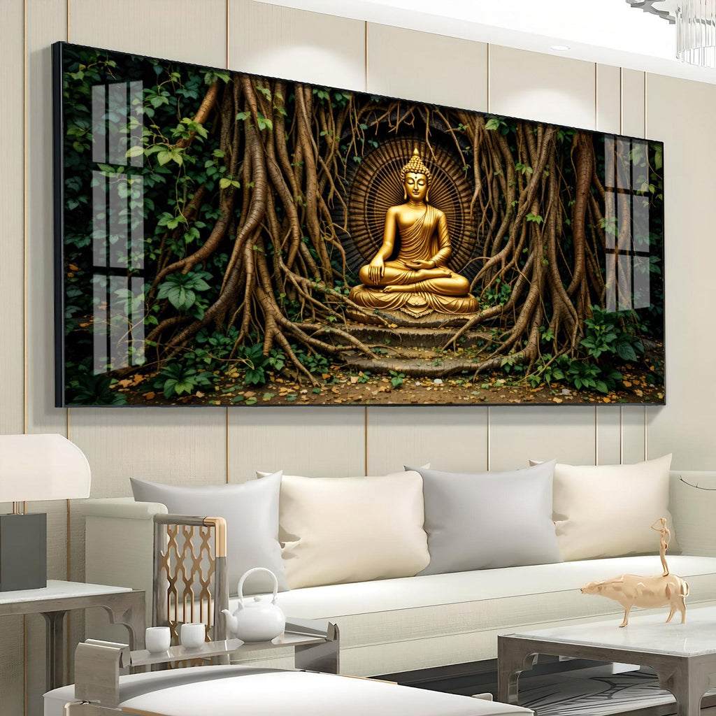Buddha's Cosmic Refuge Premium Acrylic Horizontal Wall Art