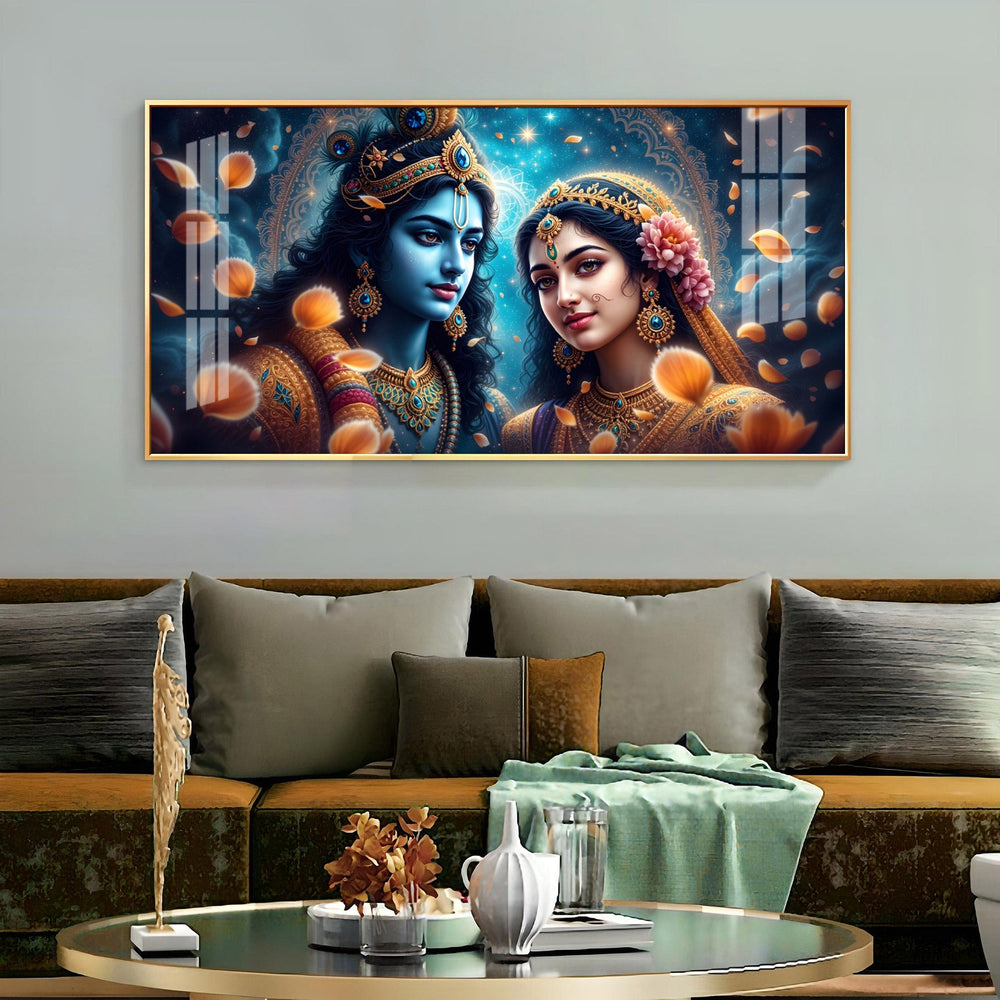 Beautiful Radha With Krishna Premium Acrylic Horizontal Wall Art