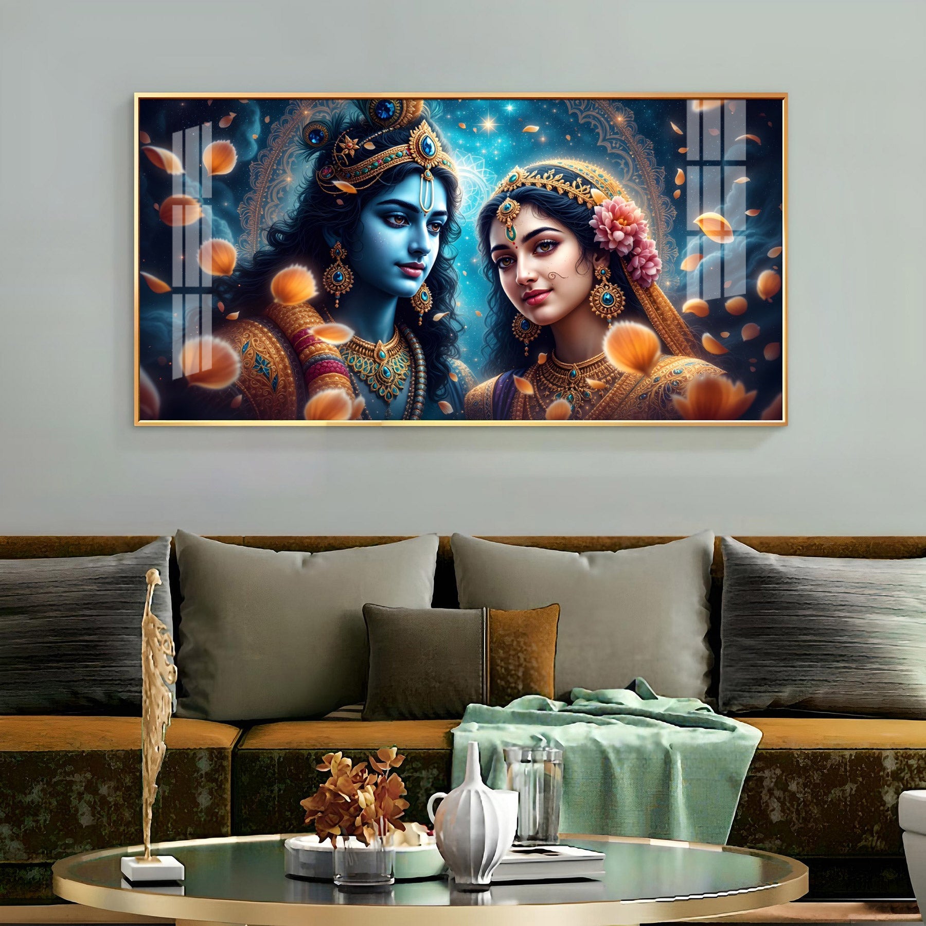Beautiful Radha With Krishna Premium Acrylic Horizontal Wall Art
