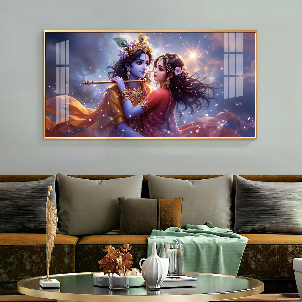 Radha Krishna Dancing Premium Acrylic Horizontal Wall Art
