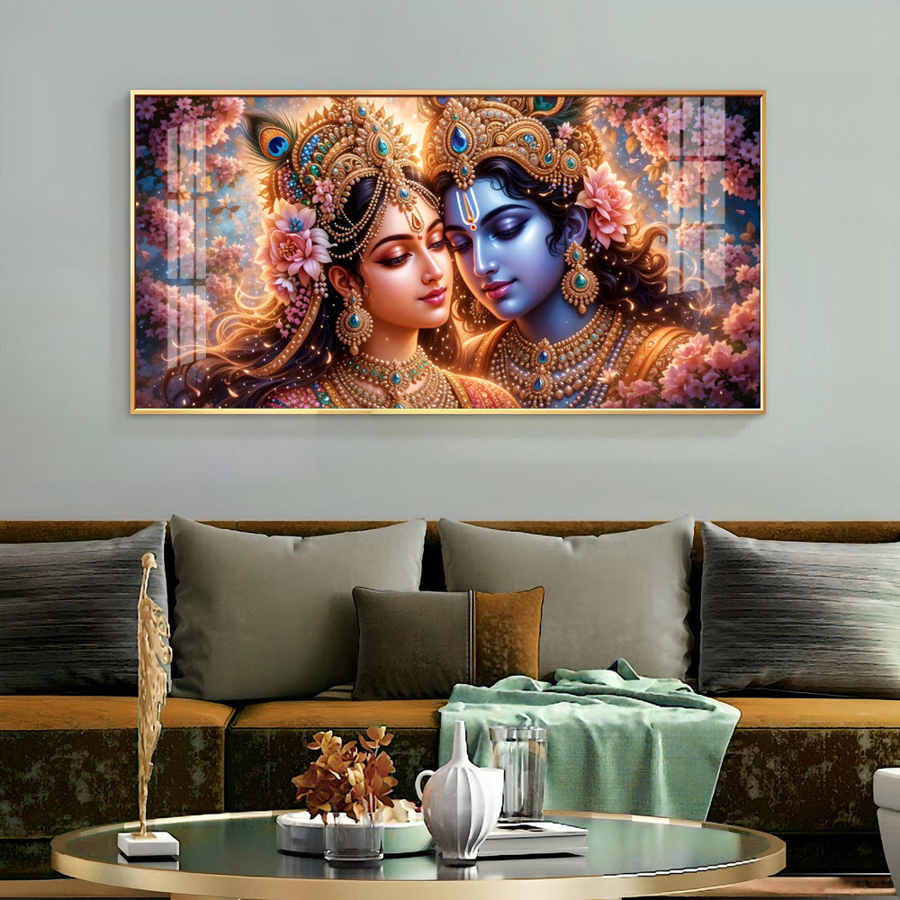 Krishna and Radha Unveiled Premium Acrylic Horizontal Wall Art
