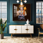 Lord Hanuman Ji and Neem Karoli Baba Premium Acrylic Square Wall Art