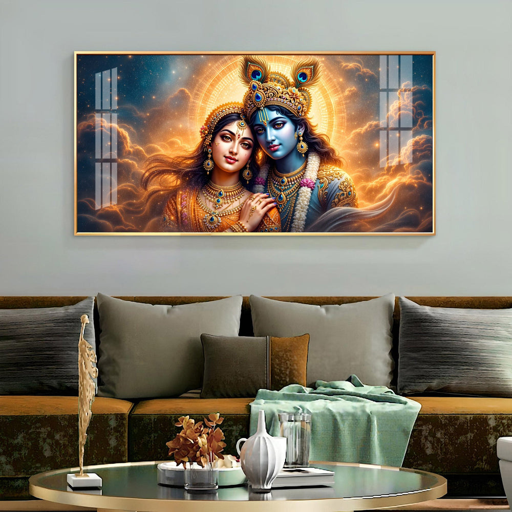 Divine Radha With Krishna Premium Acrylic Horizontal Wall Art