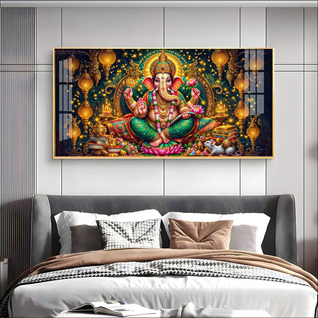 Lord Ganesha Radiance Premium Acrylic Horizontal Wall Art