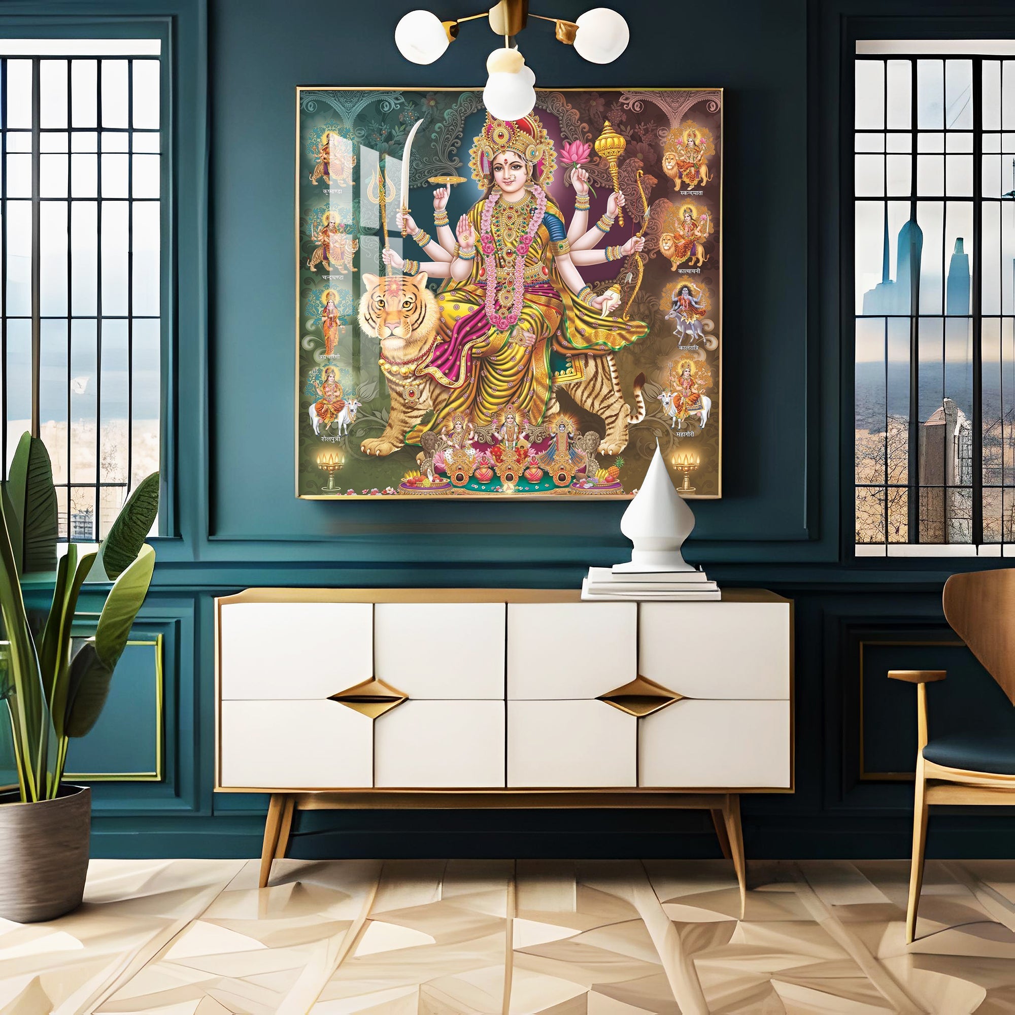 Goddess Durga Grace Premium Acrylic Square Wall Art