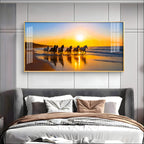 Running horses In Seaside Stallion Premium Acrylic Horizontal Wall Art